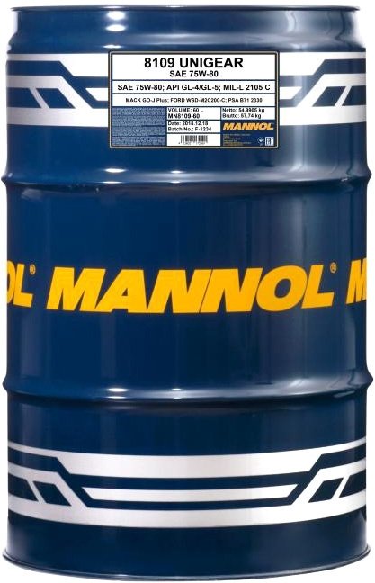 

Трансмиссионное масло Mannol Unigear 75W-80 60л