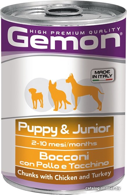 Консервированный корм для собак Gemon Puppy & Junior Chunks Chicken and Turkey 415 г