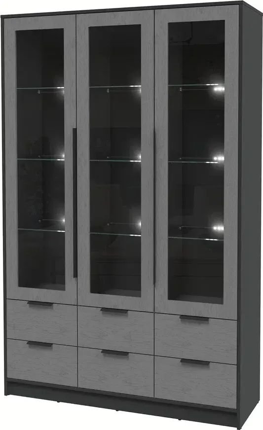 

Шкаф-витрина Интерлиния Концепт КТ-ШВ3 с подсветкой Глосс (антрацит/дуб серый)