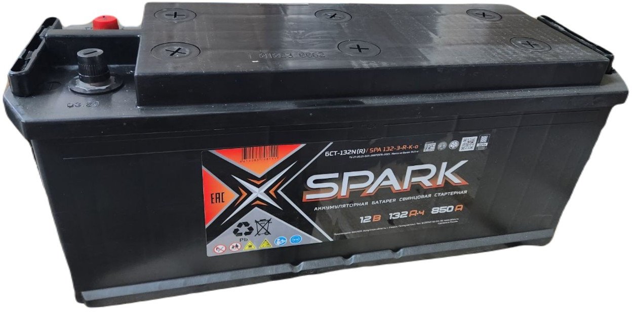 

Автомобильный аккумулятор Spark 850A (EN) L+ SPA132-3-R-K-o (132 А·ч)