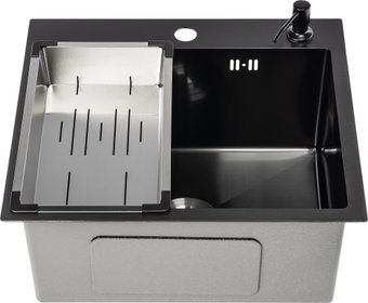 Кухонная мойка Saniteco 5045 PVD (с сифоном, дозатором и коландером)