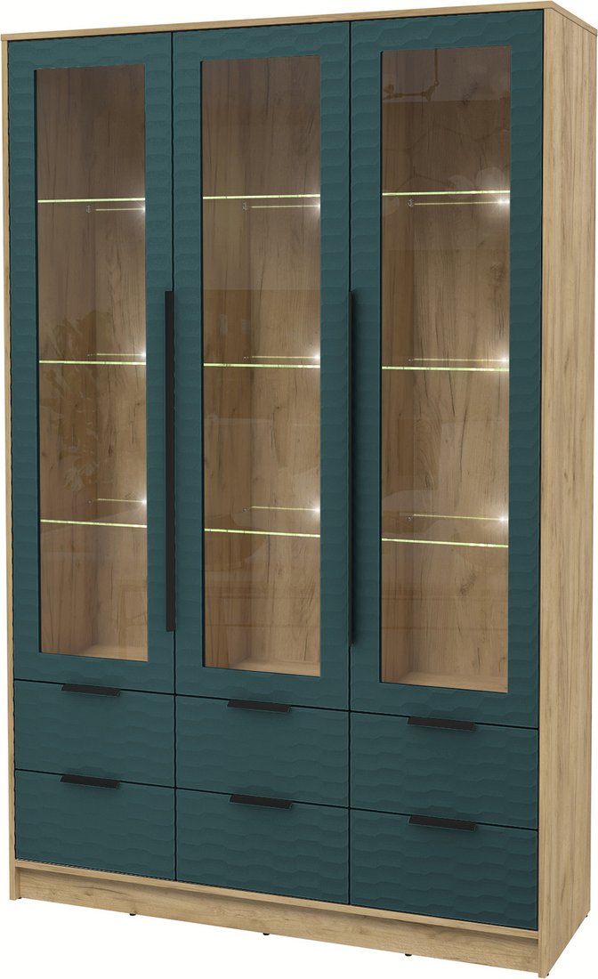 

Шкаф-витрина Интерлиния Концепт Зодиак КТ-ШВ3 с подсветкой (дуб золотой/верде)