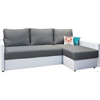 Угловой диван Divanta Эдем 7-2 (угловой, рогожка/экокожа, серый/белый)