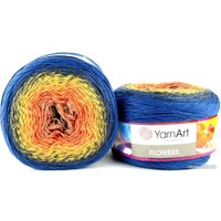 Пряжа для вязания Yarnart Flowers 258 250 г 1000 м (синий; желтый; оранжевый)