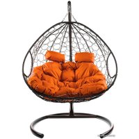 Подвесное кресло M-Group Для двоих 11450207 (коричневый ротанг/оранжевая подушка)