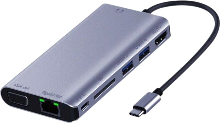 

Док-станция USBTOP USB3.0 Type-C - 2xUSB3.0/Type-C/HDMI/VGA/3.5/SD/RJ45
