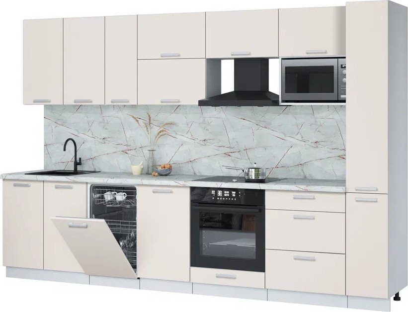 

Готовая кухня Интерлиния Мила Лайт 3.2-ПМ4 (персидский жемчуг/персидский жемчуг/серый каспий)