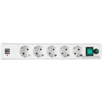 Сетевой фильтр Гарнизон 5 розеток, белый, 1.8 м (ЕНW-6-USB)