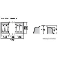 Кемпинговая палатка Jungle Camp Toledo Twin 4 (зеленый)