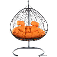 Подвесное кресло M-Group Для двоих 11450307 (серый ротанг/оранжевая подушка)