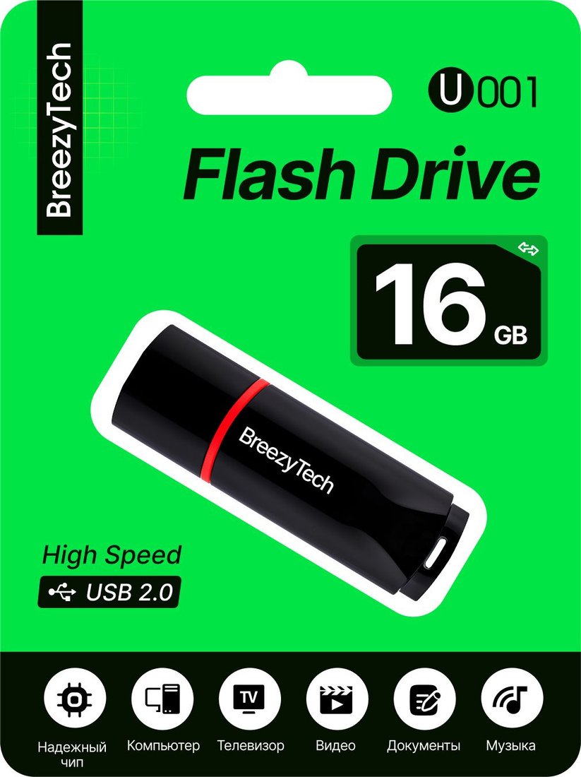 

USB Flash BreezyTech U001 16GB (черный)