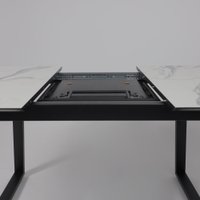 Кухонный стол Lepremo AV 1208 HPL+МДФ раздвижной 1200-1600x800 (мрамор белый/черный)