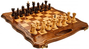 Шахматы/шашки/нарды Haleyan Резные 40 с ручкой kh130-4