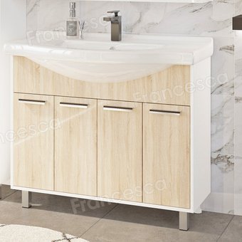 Francesca Тумба Eco 100 с умывальником Эльбрус 100 (дуб/белый)