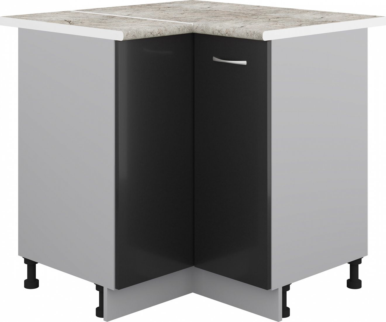 Шкаф напольный Кортекс-мебель Корнелия Лира НШУ угловой (черный/марсель)