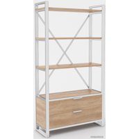 Стеллаж Hype Mebel Стандарт Люкс 80x200 (белый/дуб галифакс натуральный)