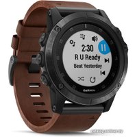 Умные часы Garmin Fenix 5X Plus Sapphire (серый/коричневый кожаный)