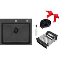 Кухонная мойка ARFEKA ECO AR мойка 600*500, коландер, дозатор Black Decor+ринзер