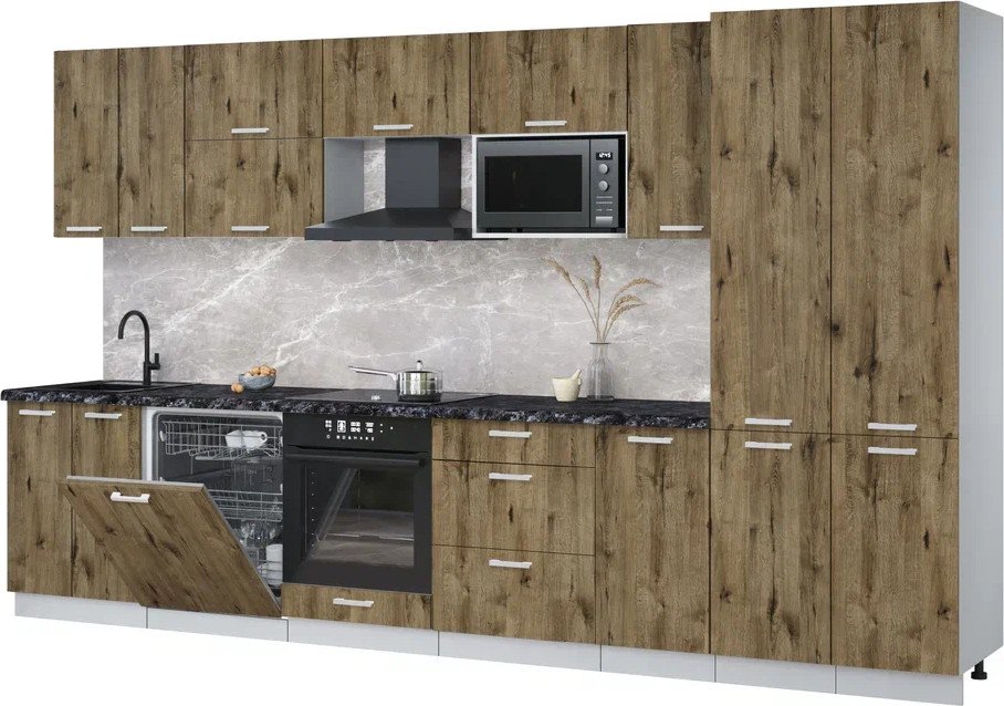 

Готовая кухня Интерлиния Мила Лайт 3.6-ПМ2 (дуб веллингтон/дуб веллингтон/кастилло темный)