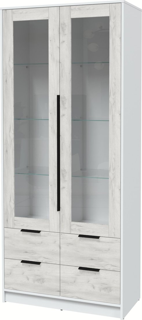 

Шкаф-витрина Интерлиния Концепт КТ-ШВ2 (дуб белый/белый платинум)