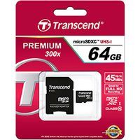 Карта памяти Transcend microSDXC Premium Class 10 64GB + адаптер [TS64GUSDXC10]