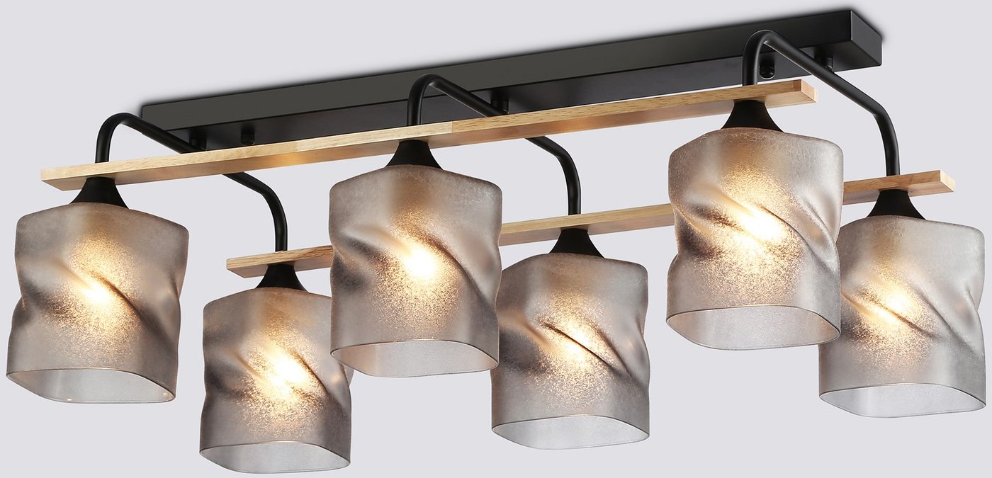 

Люстра средней высоты Ambrella TR3033250/6 BK/WD (черный/дерево)