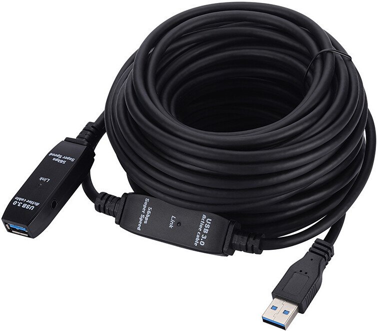 Кабель USBTOP USB Type-A - USB Type-A, с усилителем-репитером USB3.0 (10 м, черный)
