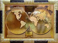 Картина Декарт Старинная карта золото 8Л0374 (в раме)