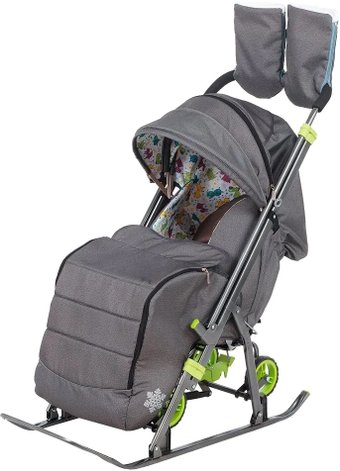 Санки-коляска Galaxy Kids 3-2C (серебро)