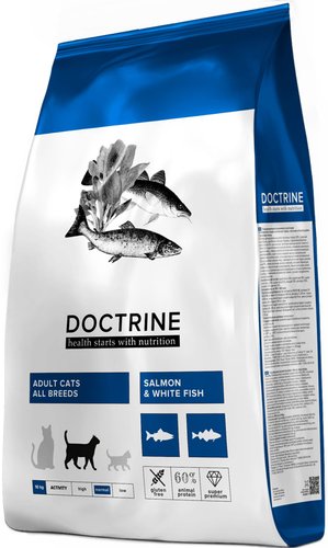 Сухой корм для кошек Doctrine для взрослых с лососем и белой рыбой 10 кг