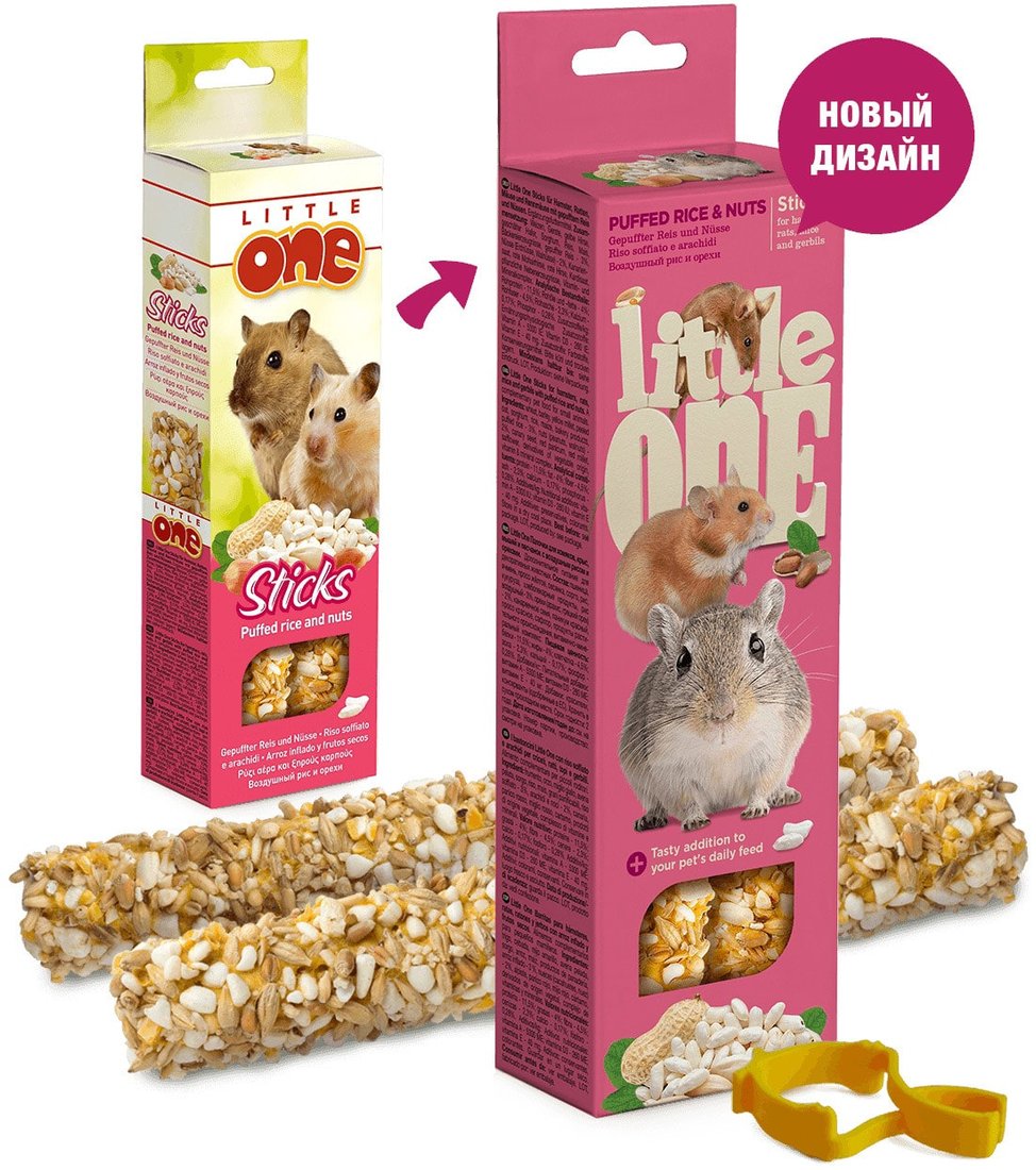 

Лакомство для грызунов Little One Палочки с воздушным рисом и орехами 2х55 г