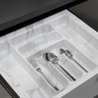 Лоток для столовых приборов AKS 800 Marble 735x485 (бело-серый мрамор)