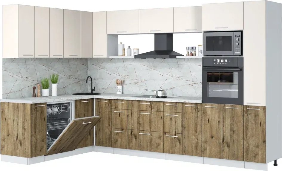 

Готовая кухня Интерлиния Мила Лайт 1.896х3.28 (персидский жемчуг/дуб веллингтон/серый каспий)