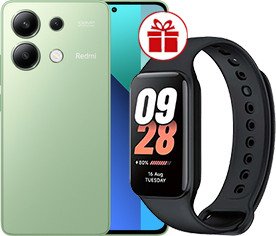 

Телефон Xiaomi Redmi Note 13 8GB/256GB с NFC международная версия (мятно-зеленый) и Xiaomi Redmi Band 8 Active (черный) по акции