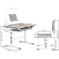 Парта Anatomica Avgusta + стул + выдвижной ящик + светильник + подставка (клен/серый)