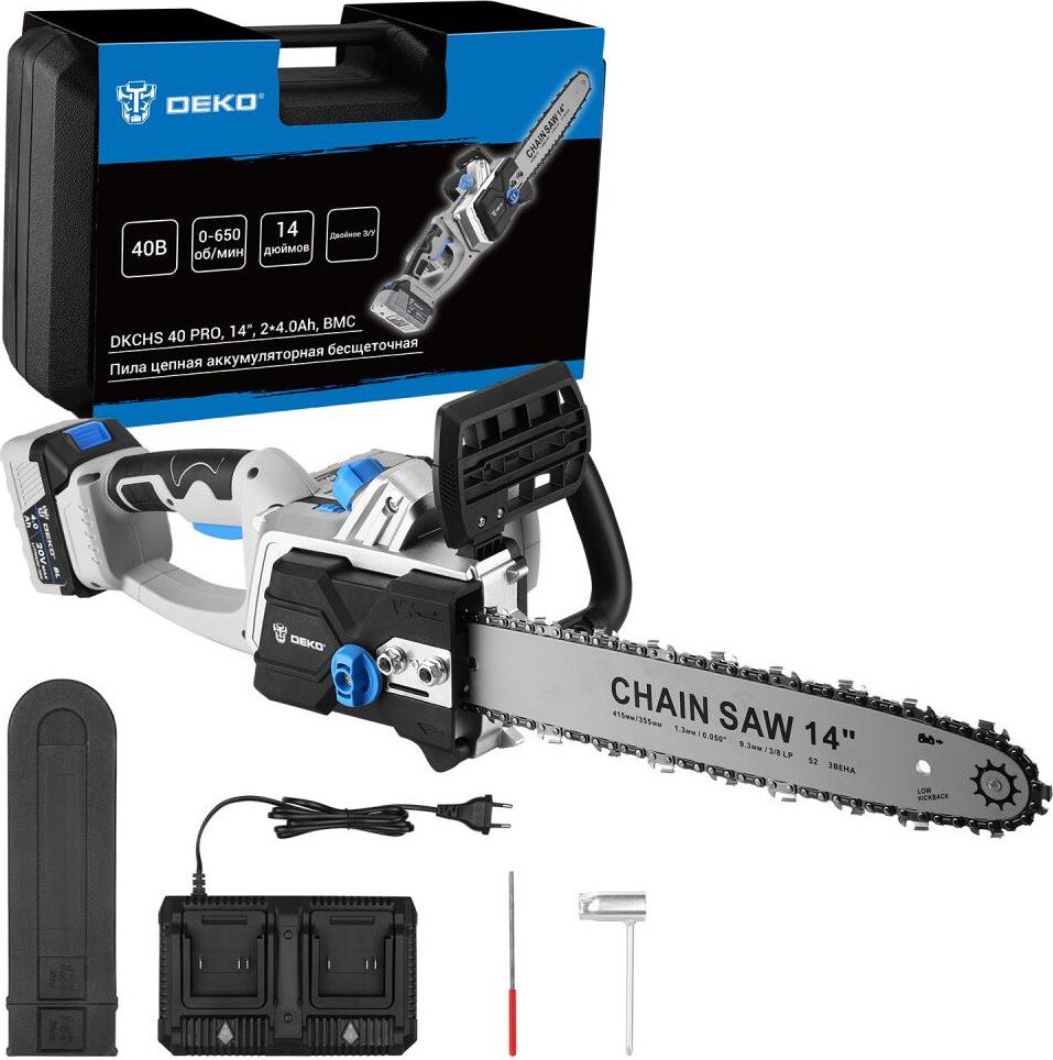 

Аккумуляторная пила Deko DKCHS 40 PRO 084-2000 (с 2-мя АКБ, кейс)