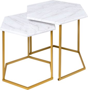 Журнальный столик Мебелик МеталлАрт М003 (белый мрамор/золото)