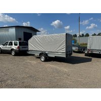 Одноосный прицеп AvtoS A40Р1B (4000x1500x300, R16, ресс. 3302 ГАЗ-1лист, тент 400мм)