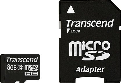 

Карта памяти Transcend microSDHC (Class 10) 8GB + адаптер (TS8GUSDHC10)