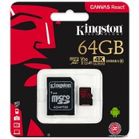 Карта памяти Kingston Canvas React SDCR/64GB microSDXC 64GB (с адаптером)