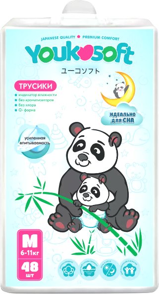 

Трусики-подгузники Youkosoft Универсальные премиум 6-11 M (48 шт)