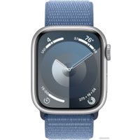 Умные часы Apple Watch Series 9 41 мм (алюминиевый корпус, серебристый/зимний синий, нейлоновый ремешок)