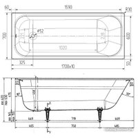 Ванна Wotte Старт УР 170x70 БП-00000004 (без ножек и ручек)
