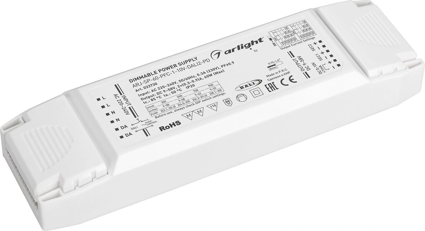 

Блок питания Arlight ARJ-SP-60-PFC-1-10V-DALI2-PD 033730