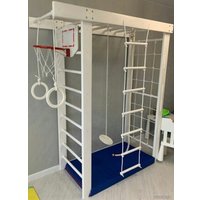 Детский спортивный комплекс Ecodrev Крепыш П-образный с турником, сеткой (белый, базовый)