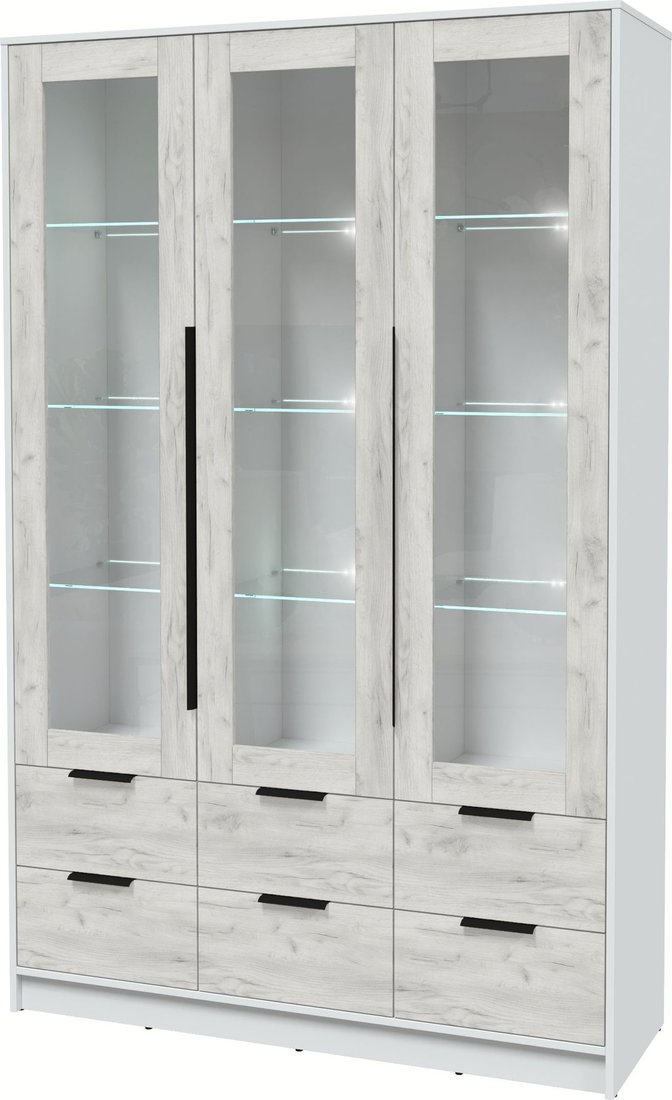 

Шкаф-витрина Интерлиния Концепт КТ-ШВ3 с подсветкой (дуб белый/белый платинум)