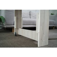 Стол-книга Stoloff Мечта 1600x850 (сосна лофт, опоры вкручиваемые, углы закругленные с роликами и ручками)