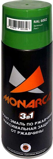 

Грунт-эмаль Monarca По ржавчине 3 в 1 RAL 6002 0.52 л (зеленый лист)