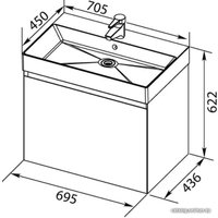  Aquanet Тумба Нью-Йорк 70 с умывальником Slim Synergy 70 (орех)