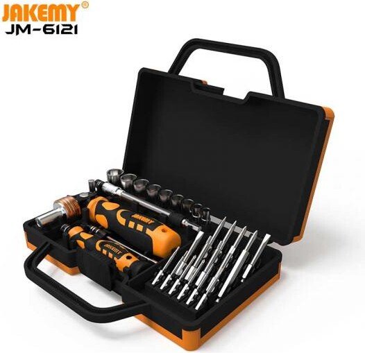 

Набор отвертка с битами и головками Jakemy JM-6121 (31 предмет)